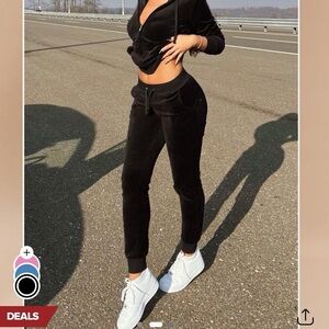 Fashion Nova The Original Trendsetter Velour Set Black